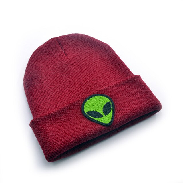 Bonnet Alien unisexe Bordeaux et Vert