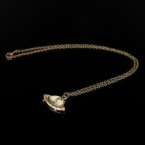 Collier Alien I Want To Believe UFO Bronze