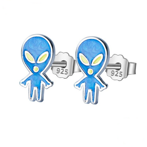 Boucle d'oreille Alien Bleu