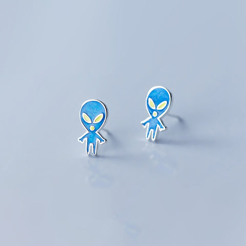 Boucle d'oreille Alien Bleu